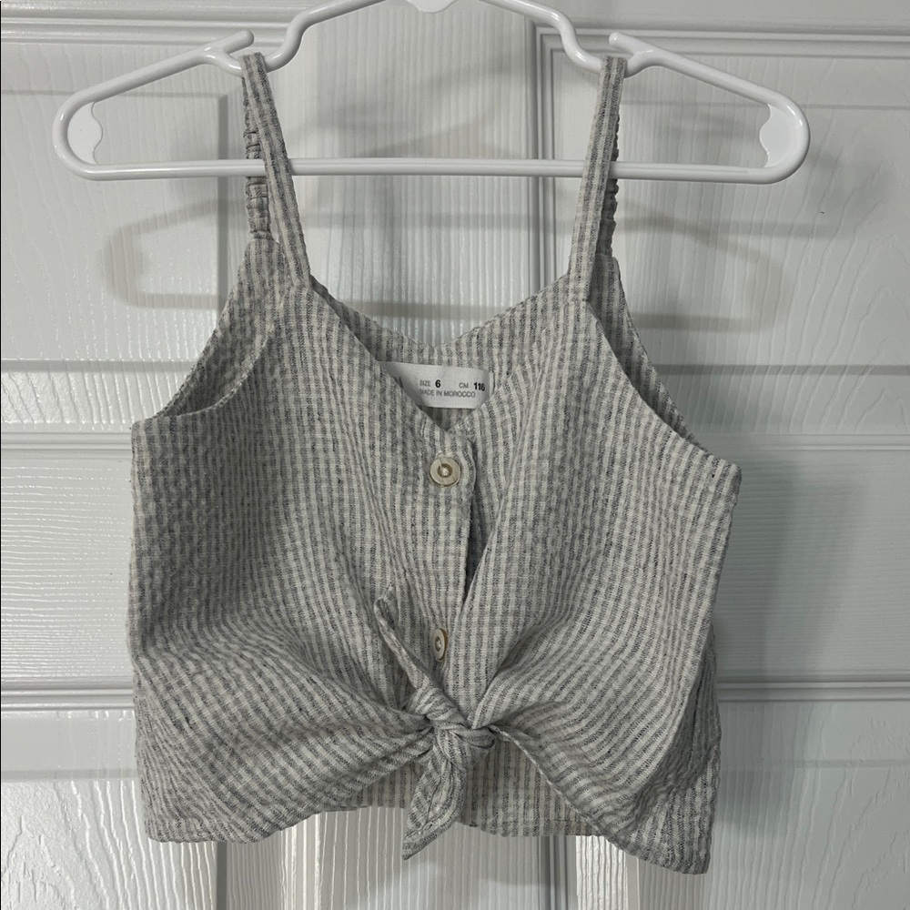 Zara Gray Striped Button-Front Camisole